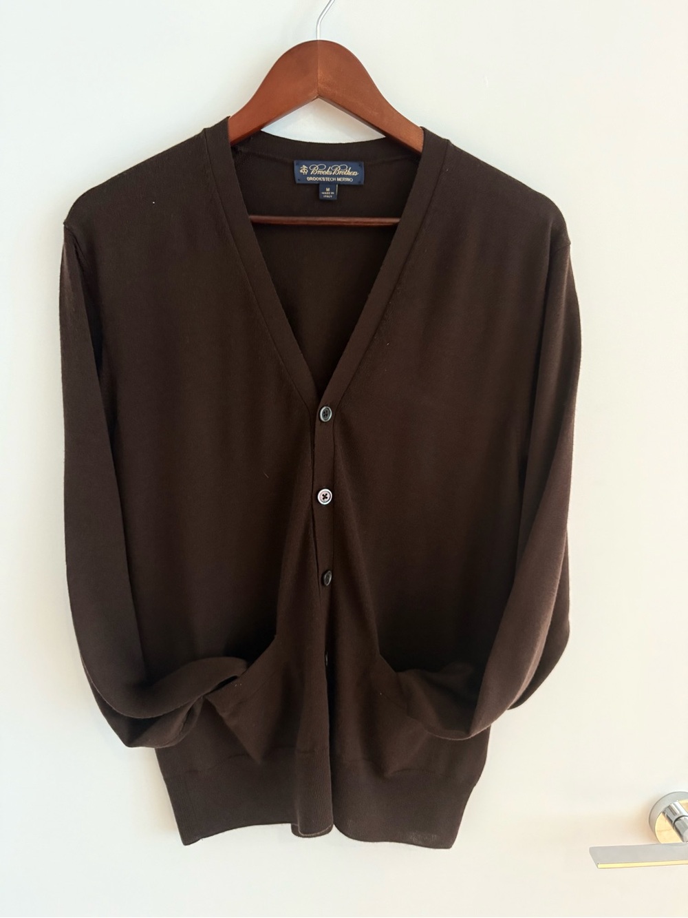 Brooks Brothers Men's Brown V-Neck Cardigan Sweater